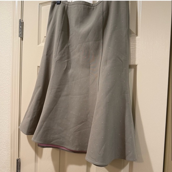 Sigrid Olsen Tan Polka Dot Midi A-Line Skirt Size 8 - Picture 2 of 2